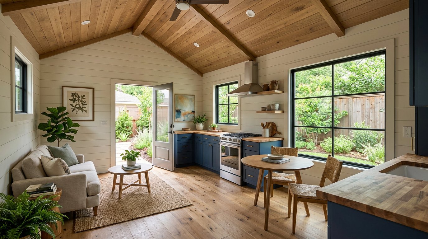 Backyard guest cottage interior
