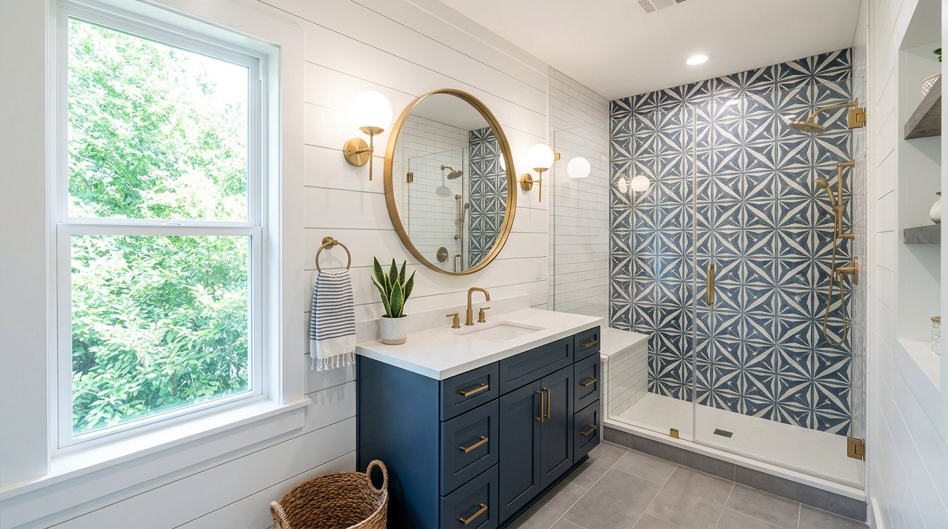 Guest bath with shiplap walls