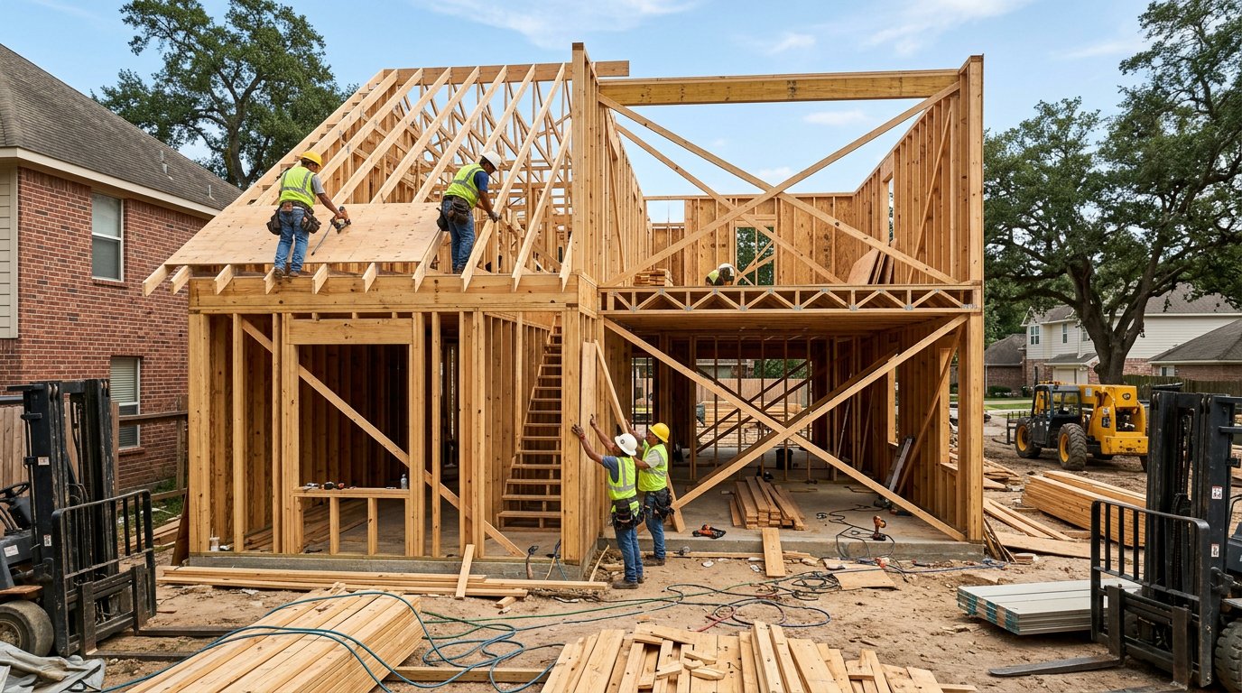 Home framing in progress