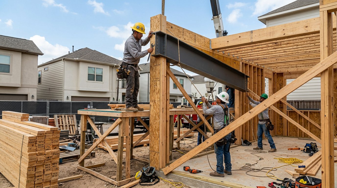 Structural steel beam install