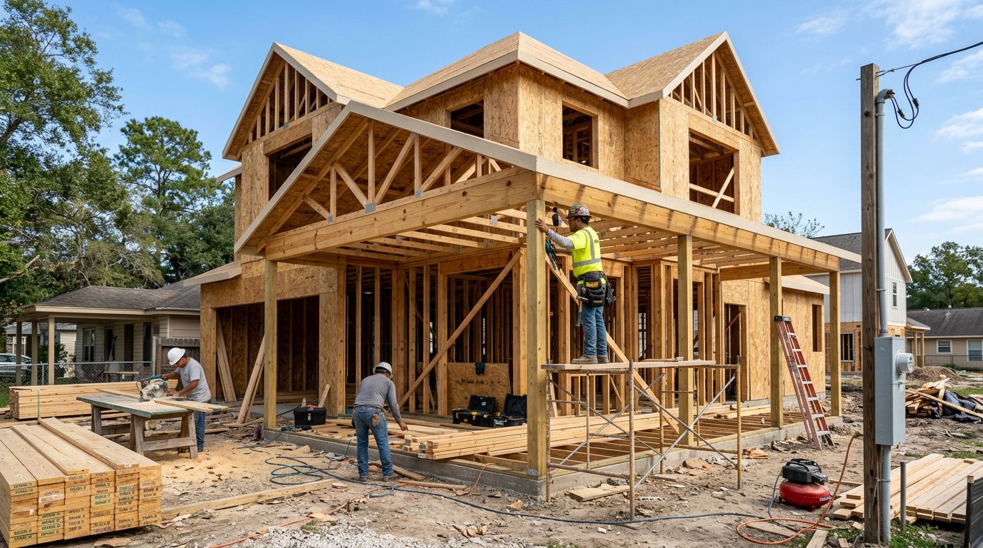 New build with covered porch