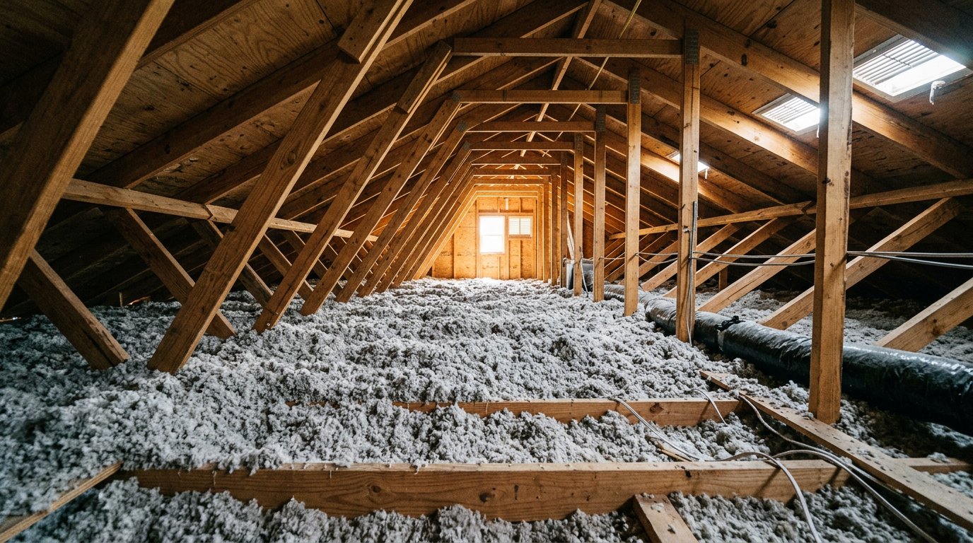 Blown-in attic insulation
