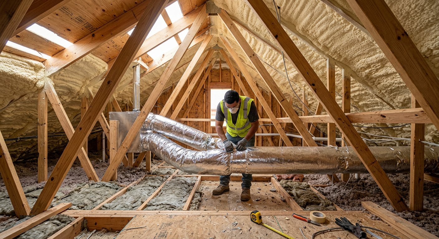 Duct sealing in attic