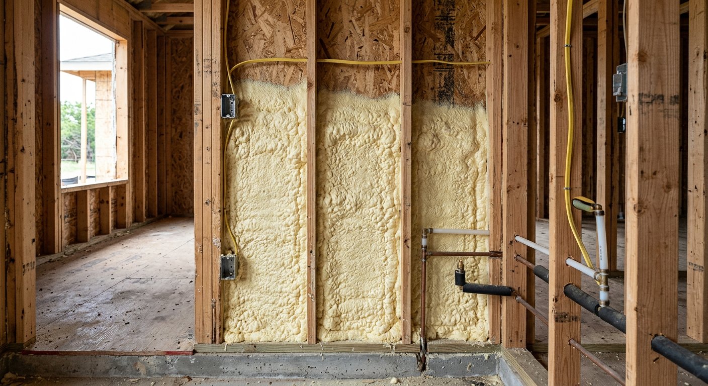 Foam insulated exterior walls