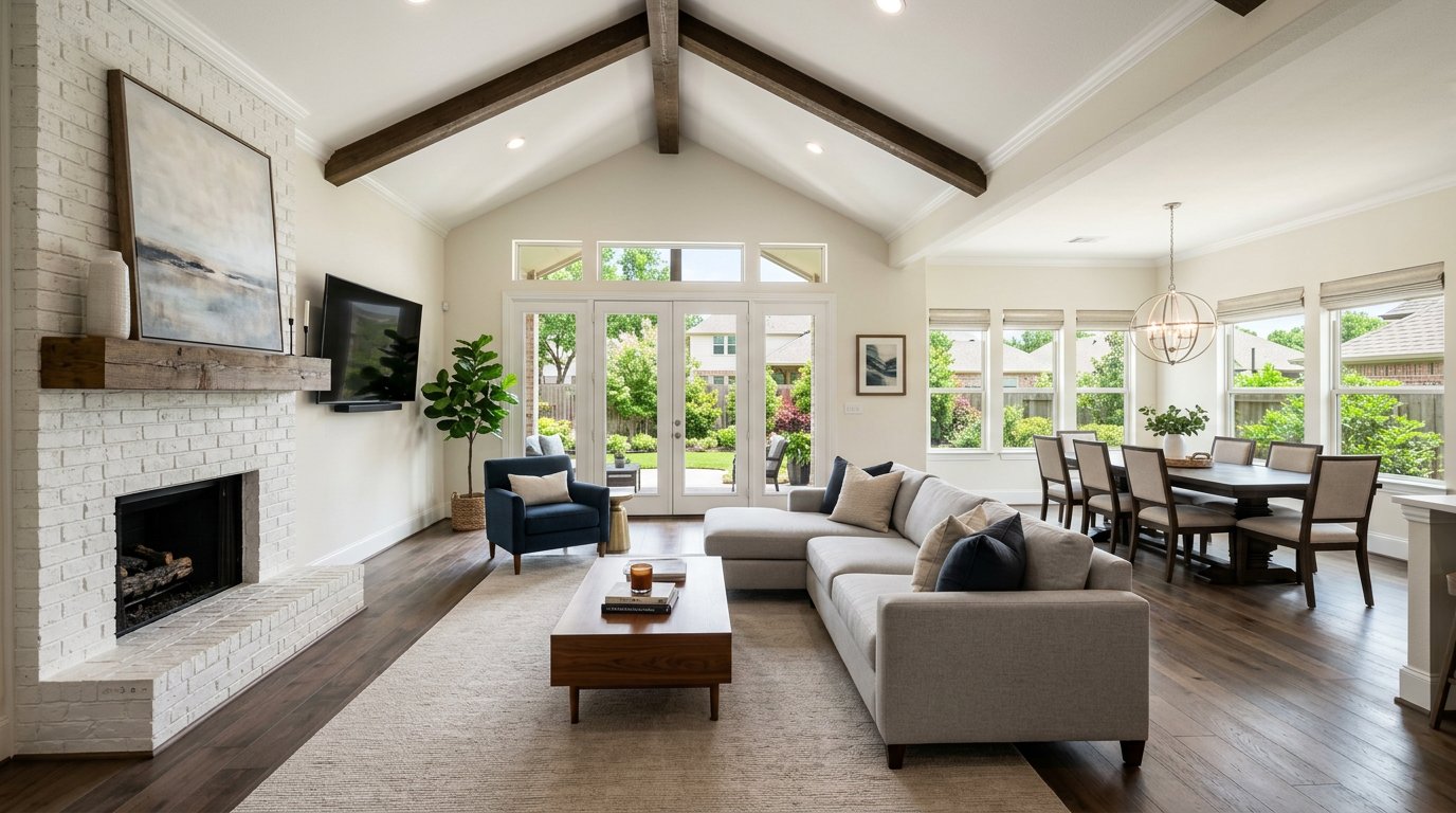 Open-concept living and dining renovation