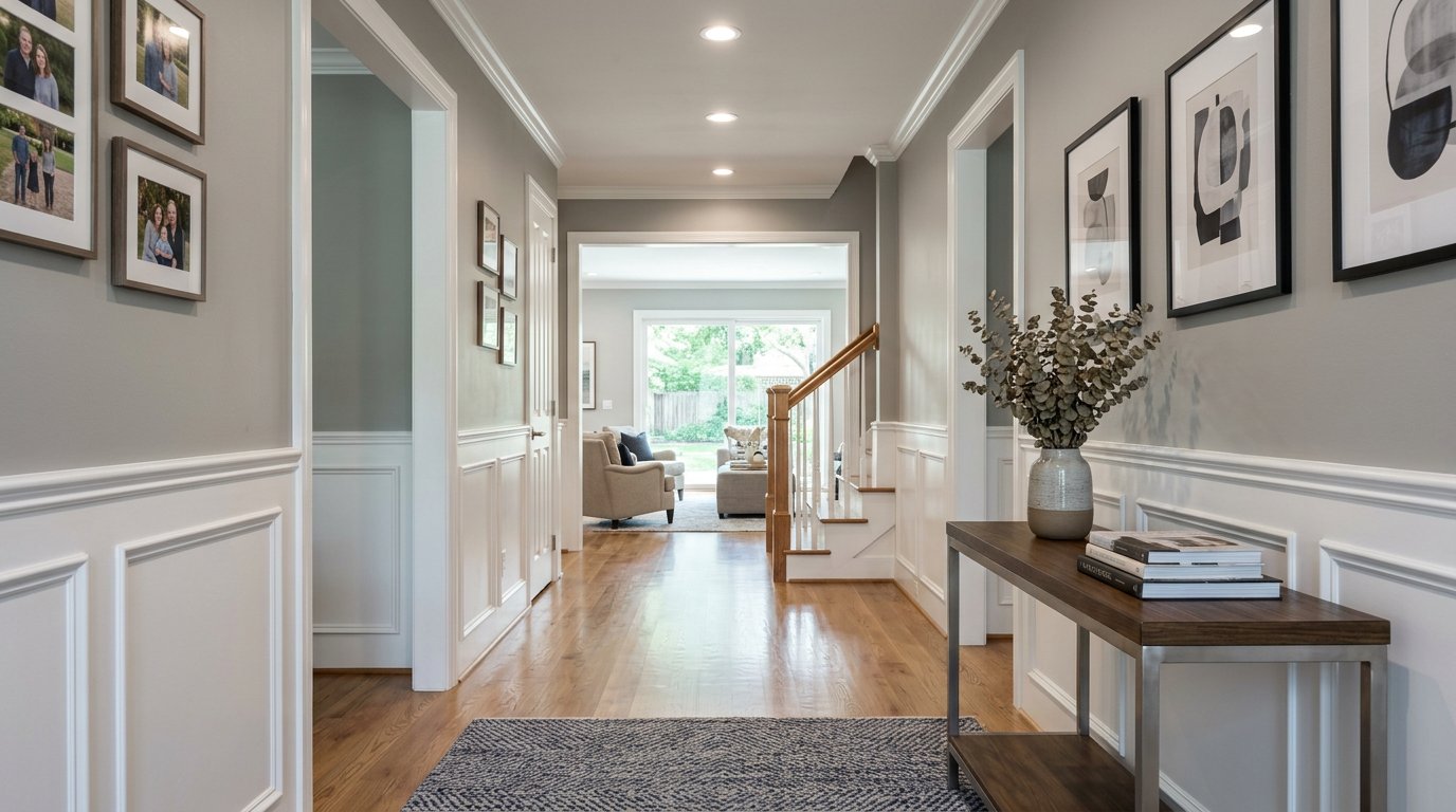 Hallway refresh with wainscoting