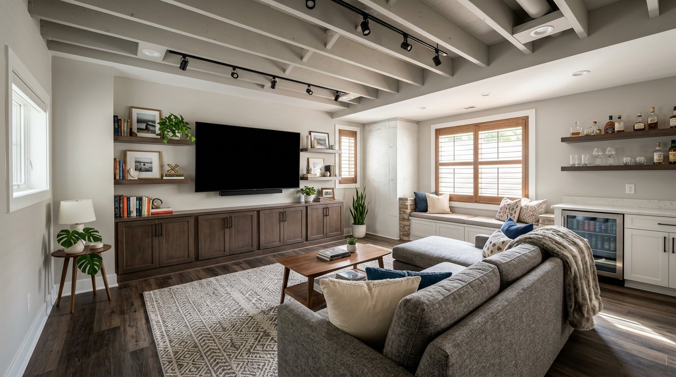 Basement-style media room build out
