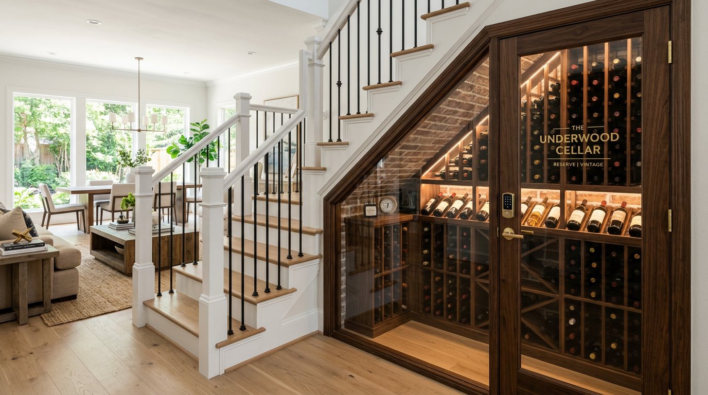 Wine cellar conversion under stairs