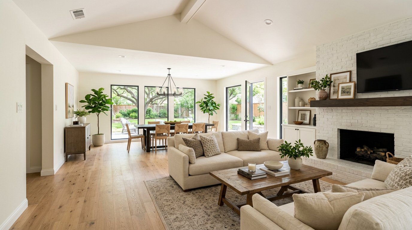 Open kitchen-living combo remodel