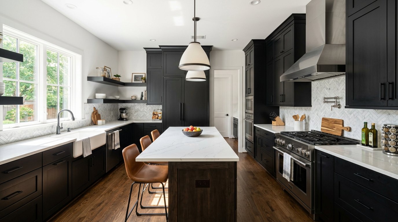 Black contemporary kitchen
