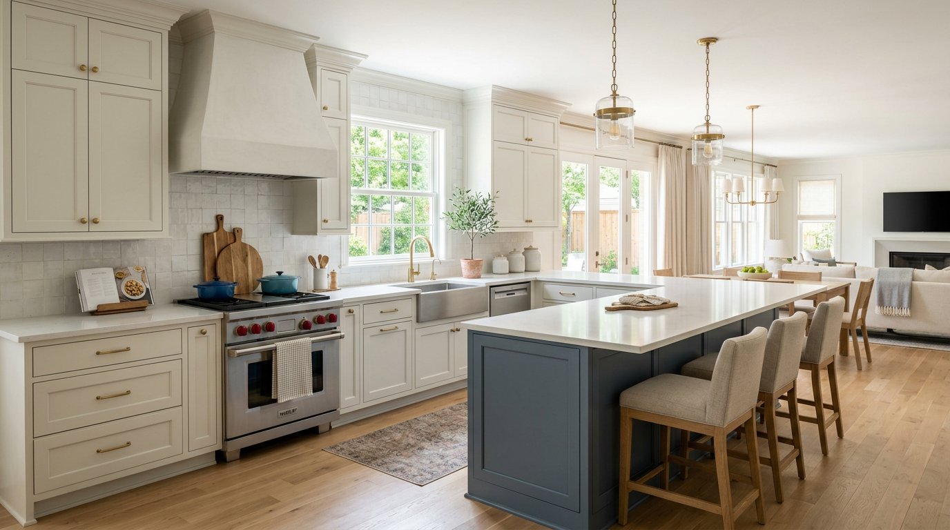 L-shaped kitchen with peninsula
