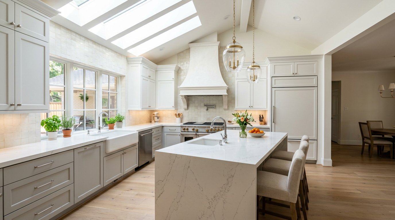 Bright kitchen with skylight