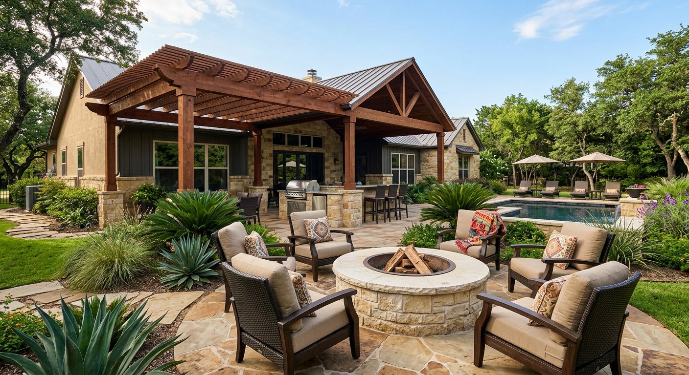Fire pit with paver patio seating