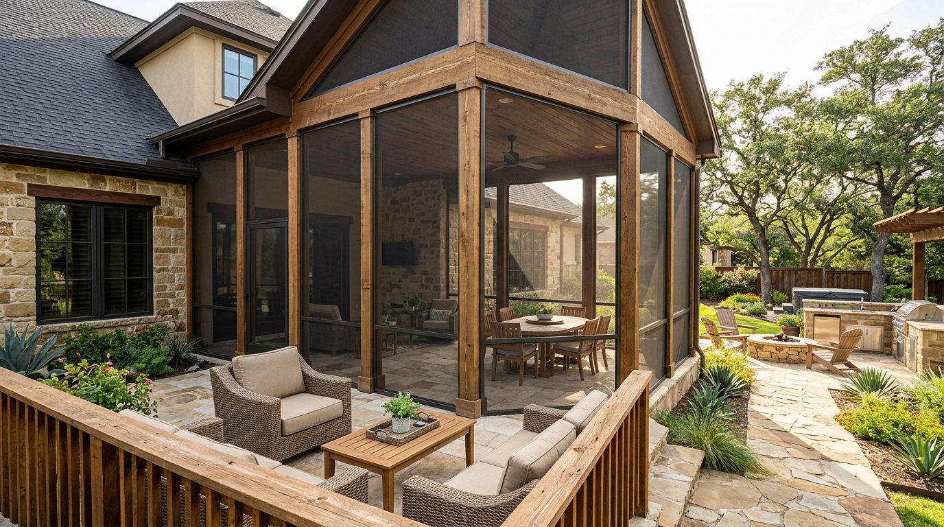 Screened-in porch addition