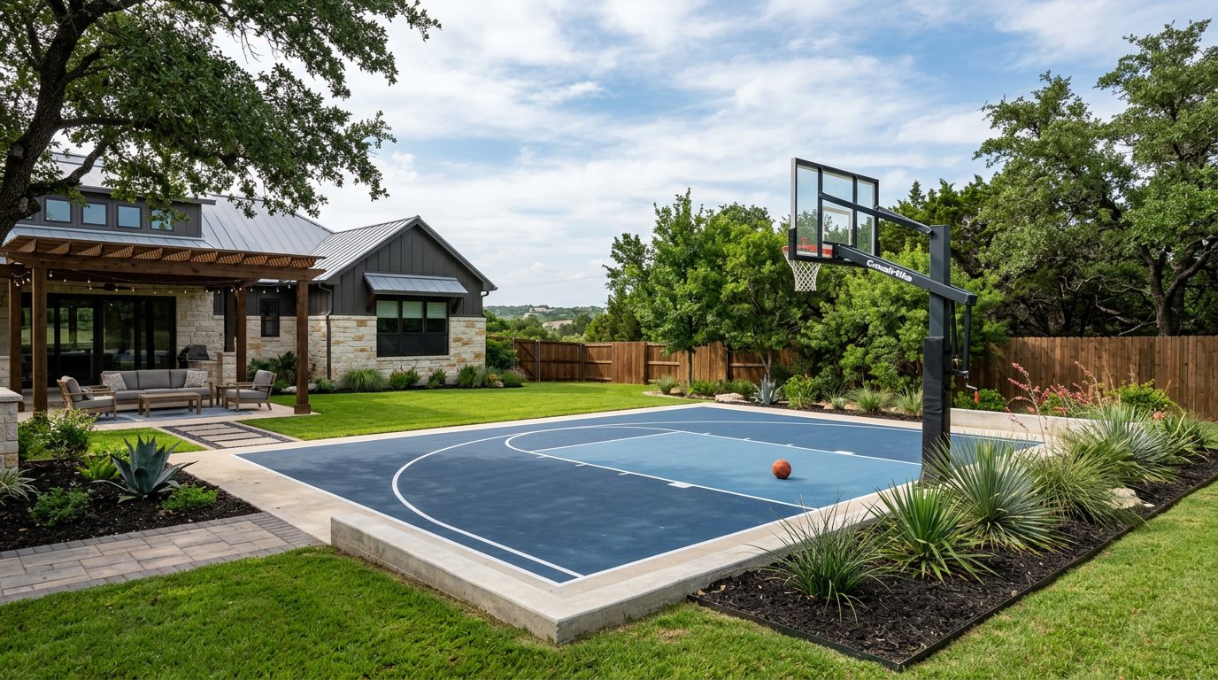 Backyard sport court area