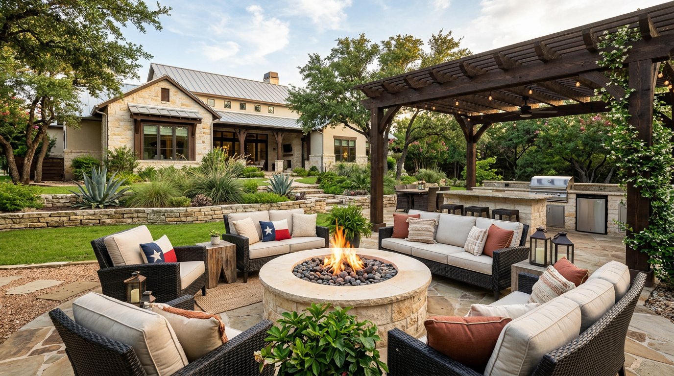 Backyard fire pit lounge