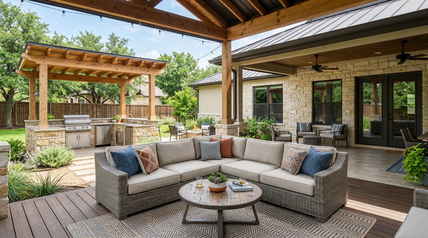 Outdoor sectional with rug