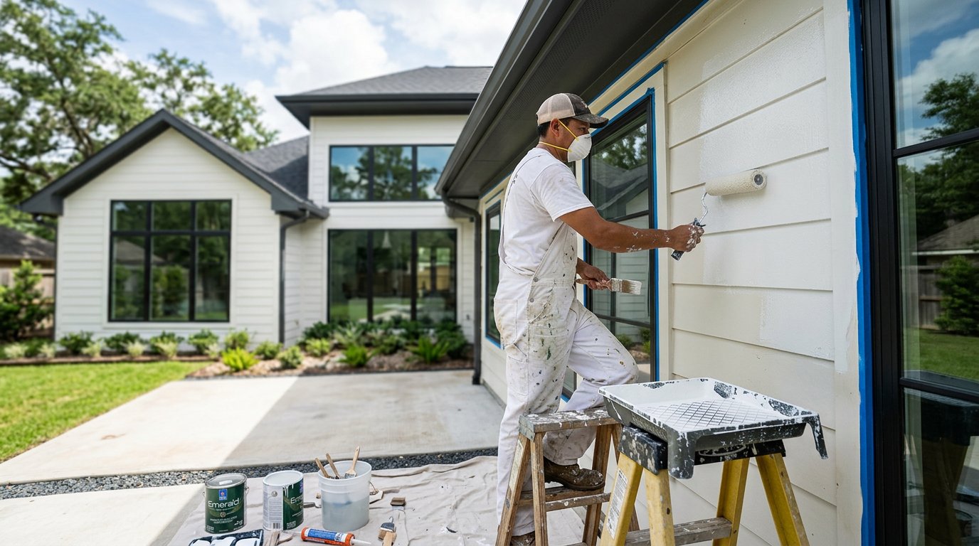 Exterior repaint white modern farmhouse