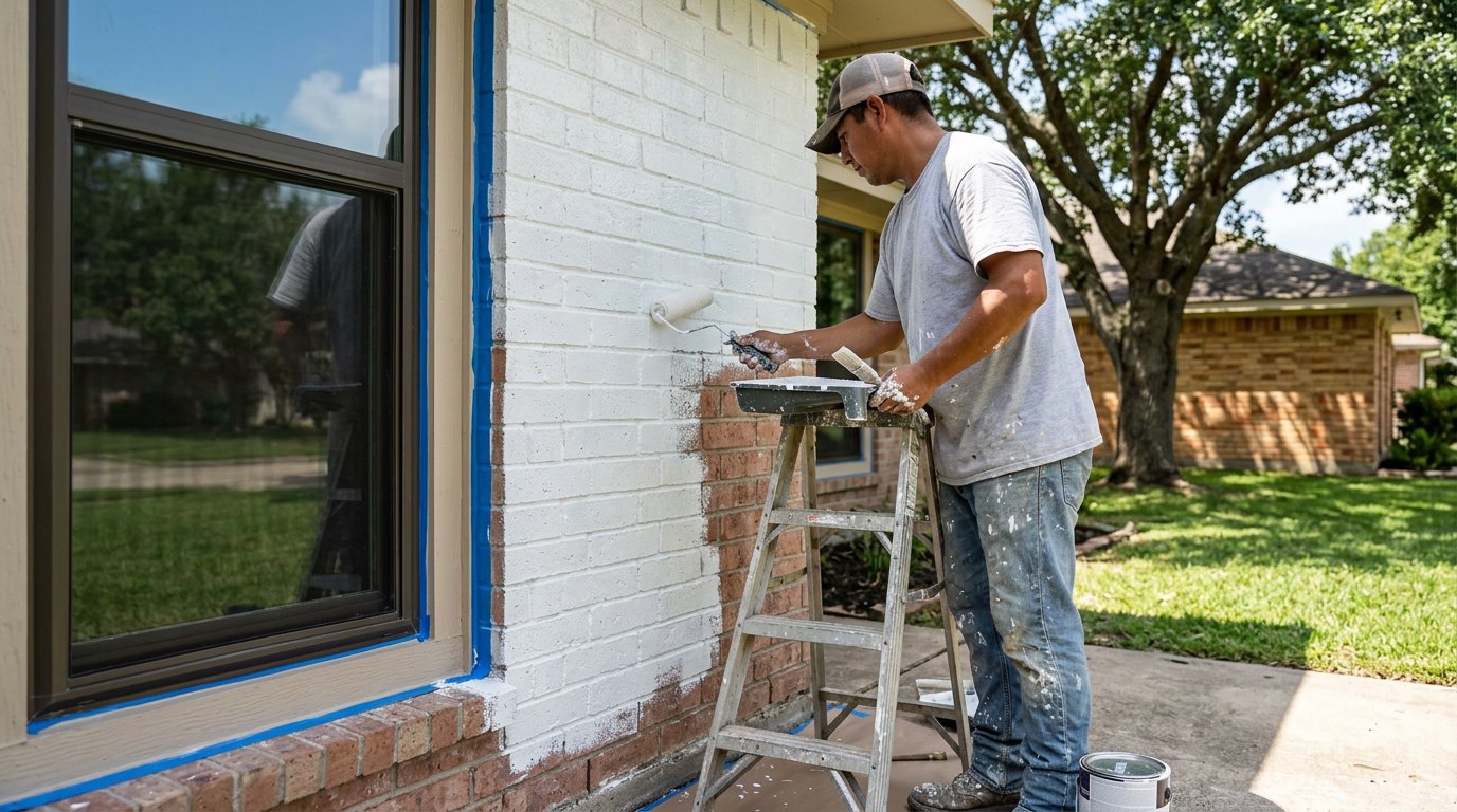 Exterior brick painted white