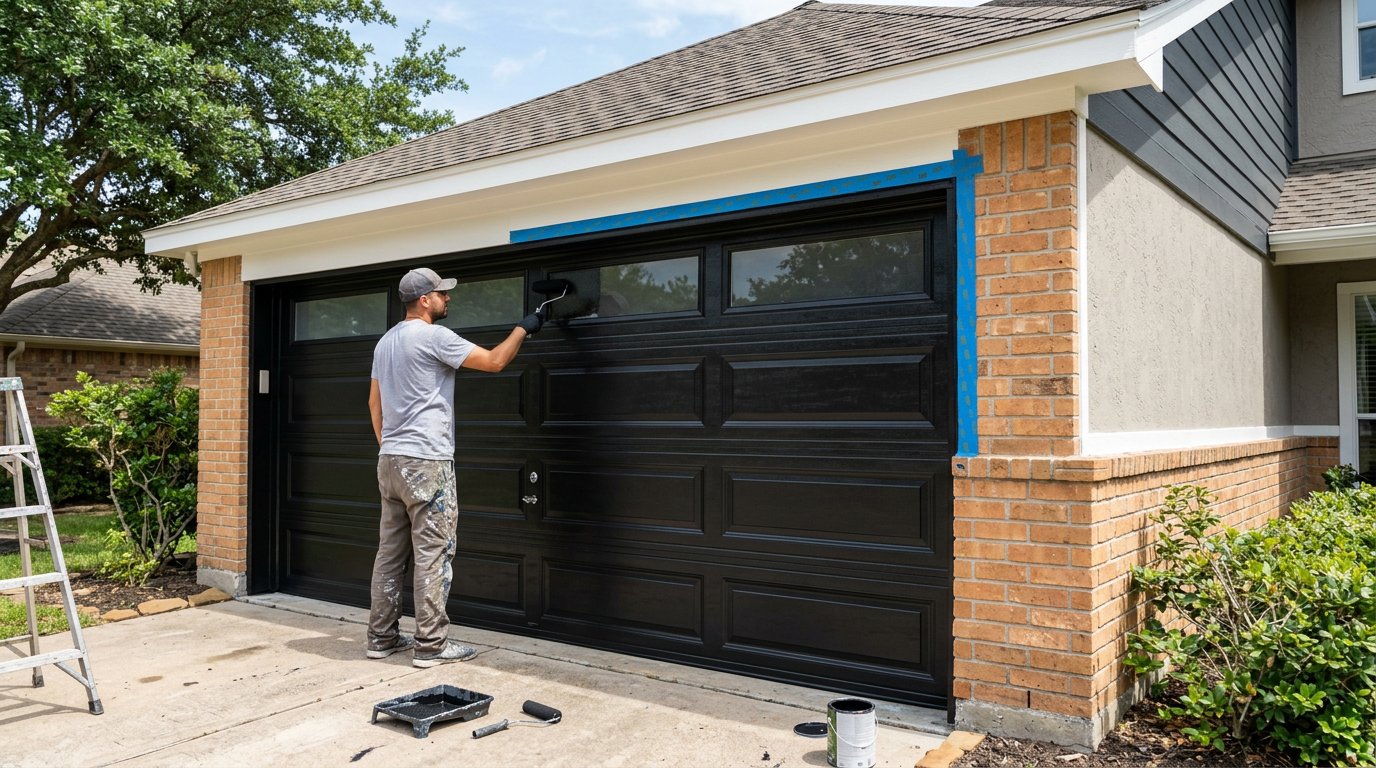 Garage door painted black