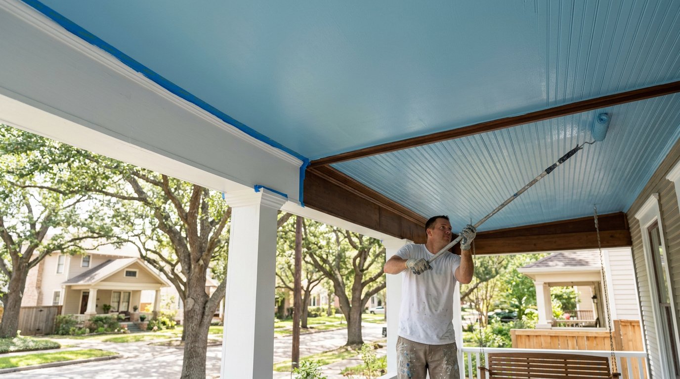 Front porch ceiling haint blue