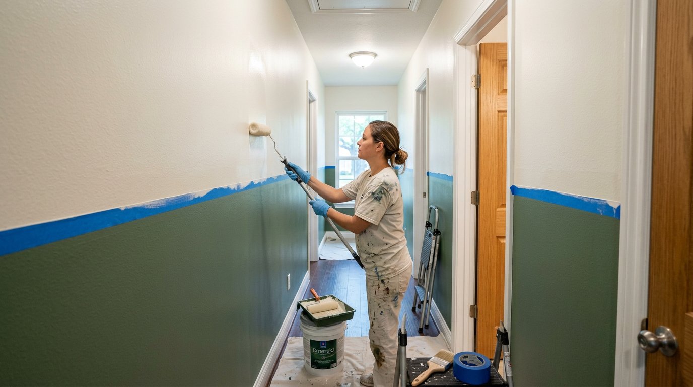 Hallway with two tone walls