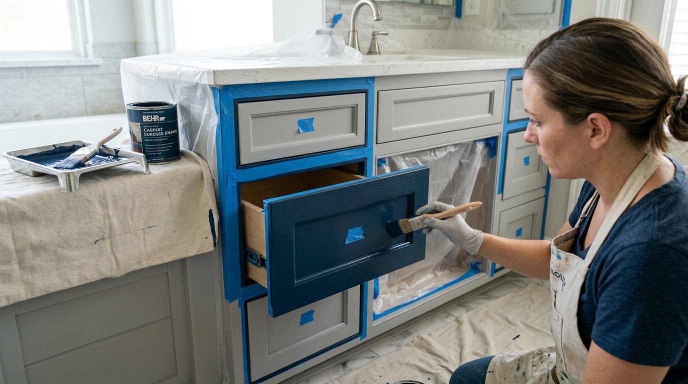 Bathroom cabinet refinish