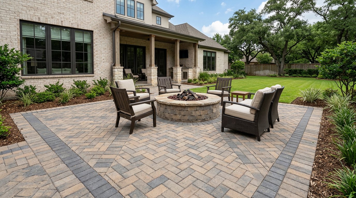 Paver patio with fire pit