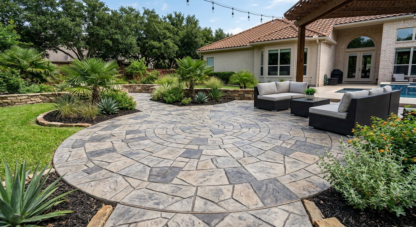 Stamped concrete patio