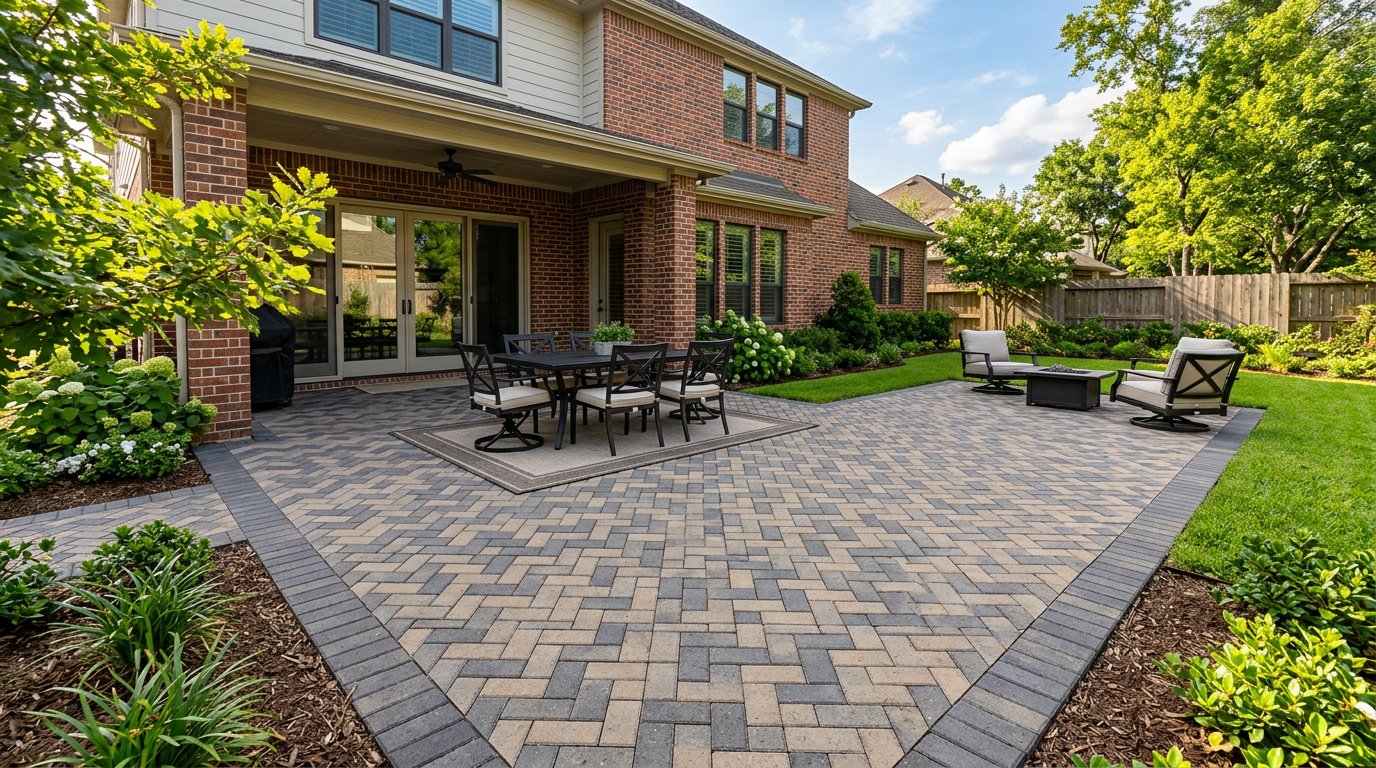 Backyard paver patio extension