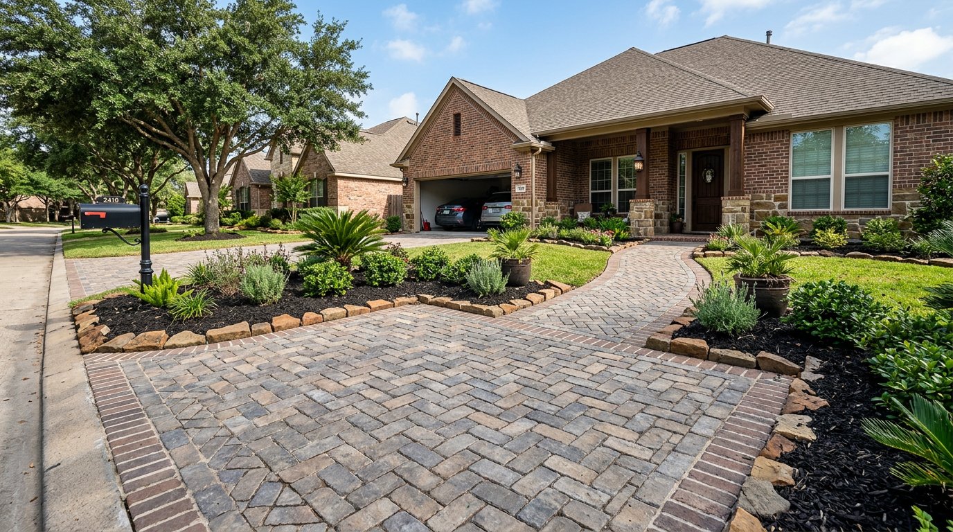 Cobblestone driveway entry