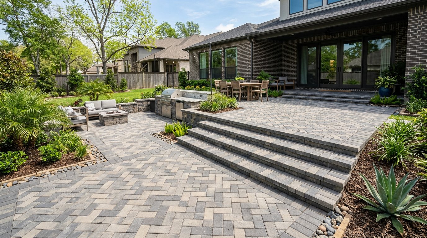 Multi-level paver patio