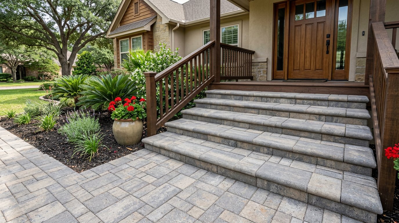 Front entry stone steps