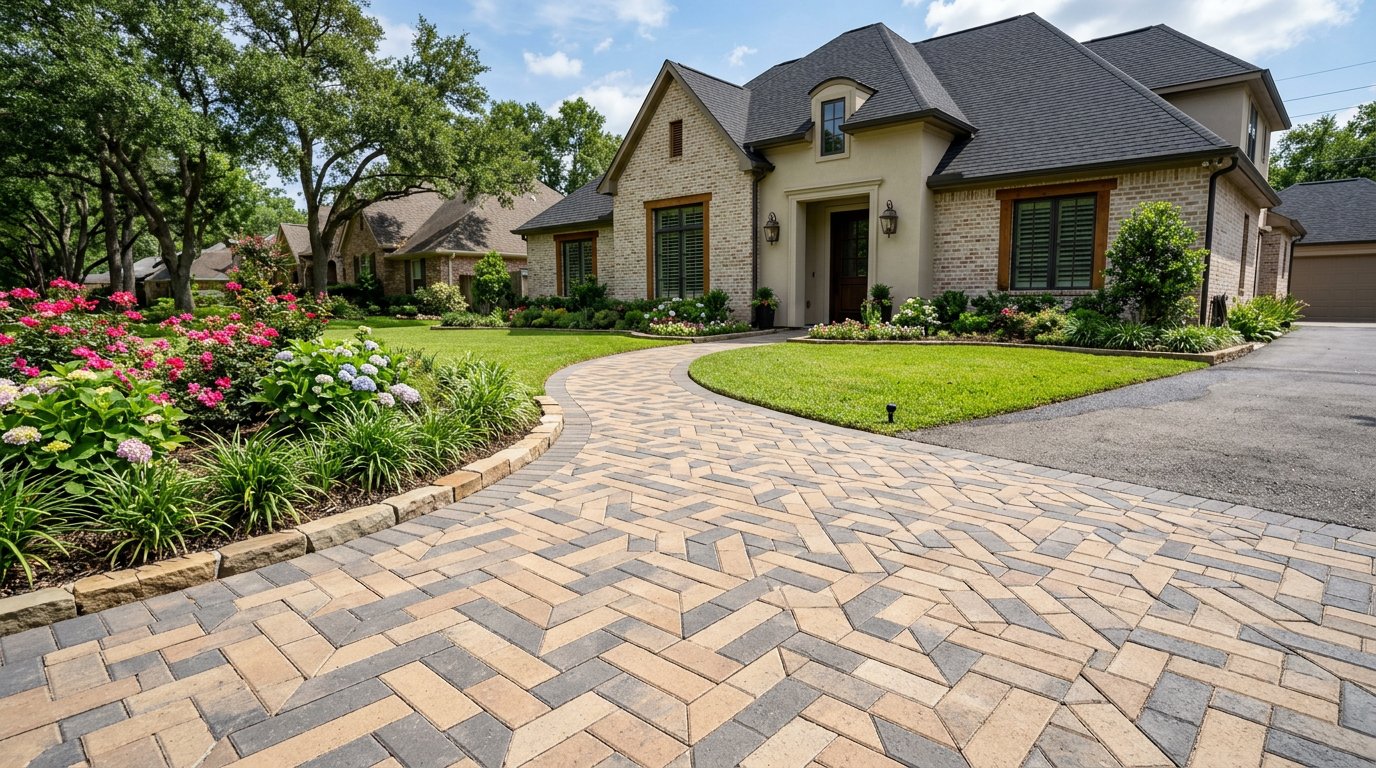 Concrete paver walkway
