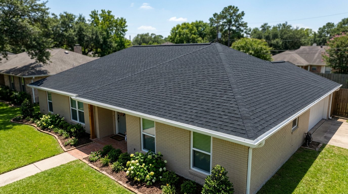 New asphalt shingle roof installed