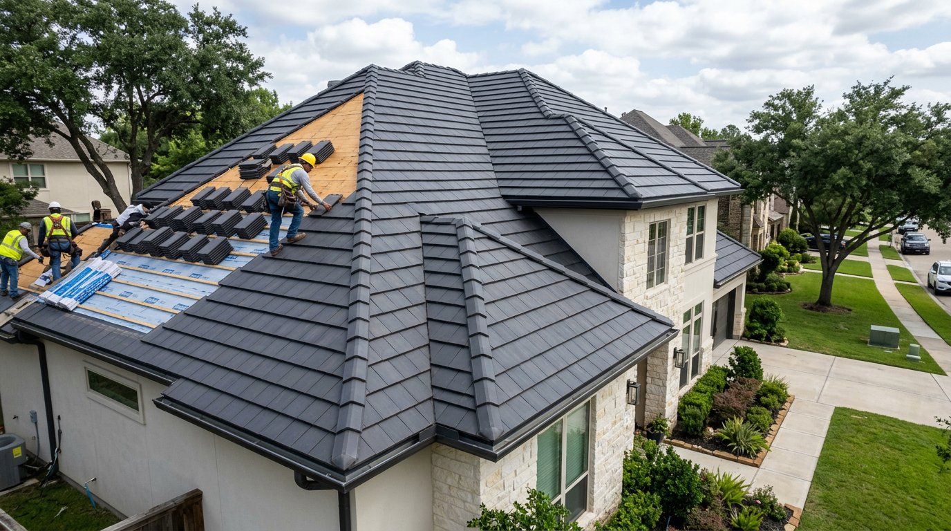 Concrete tile roof install