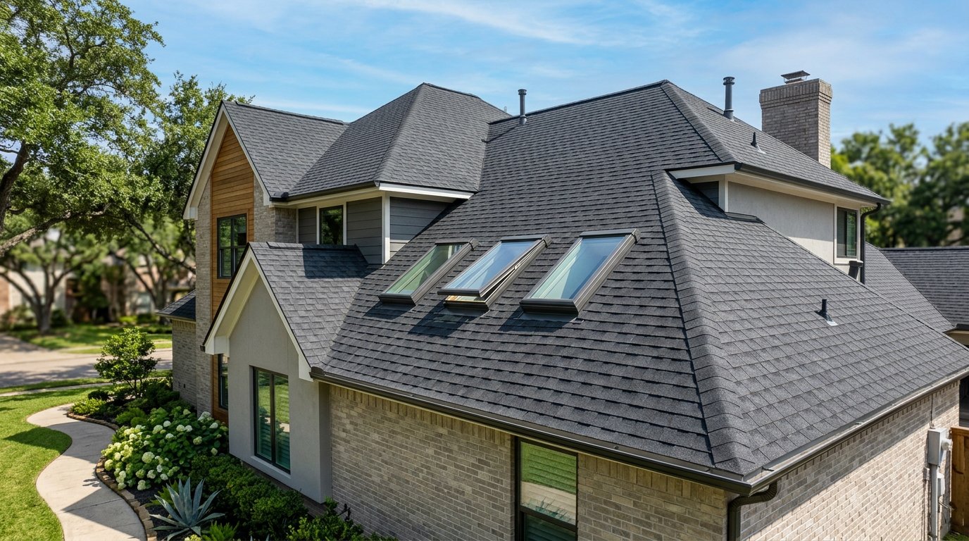 Roof with new skylights