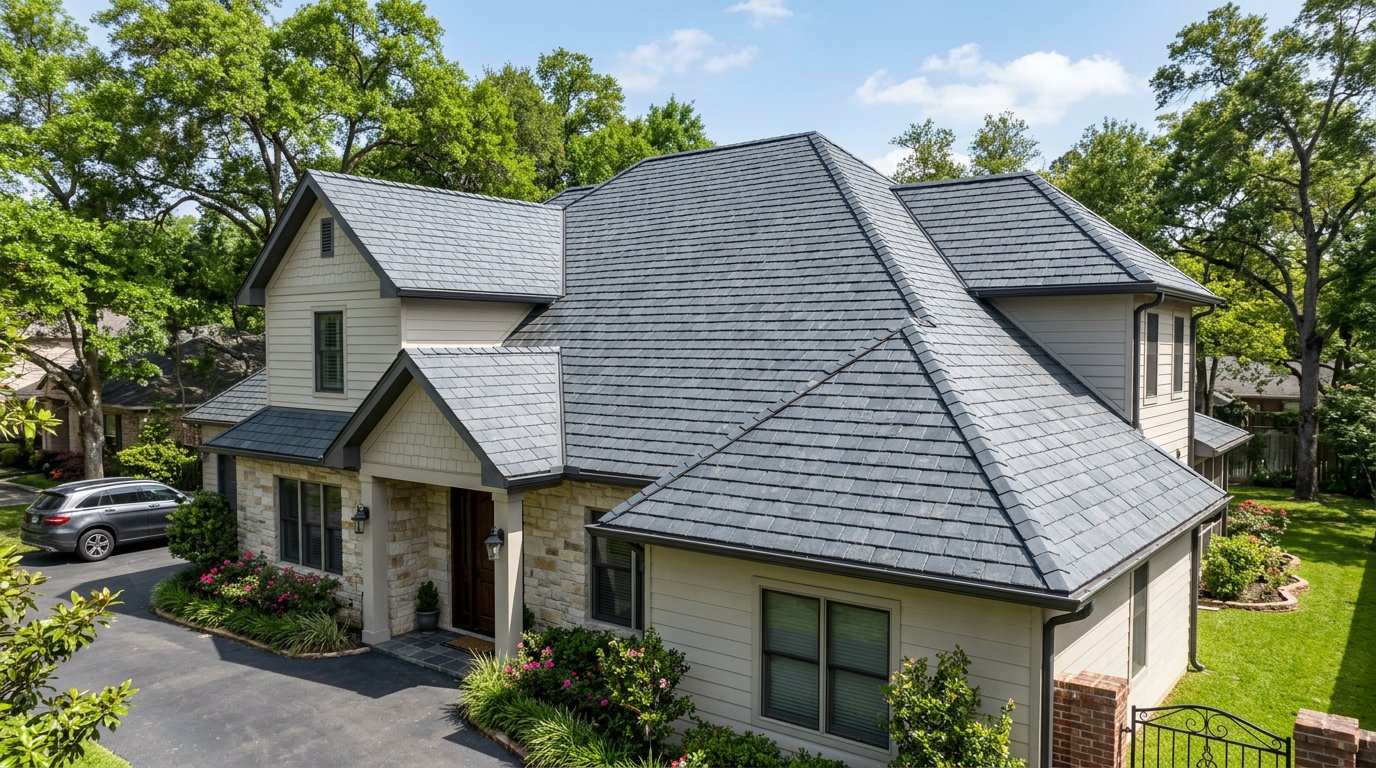 Synthetic slate roof
