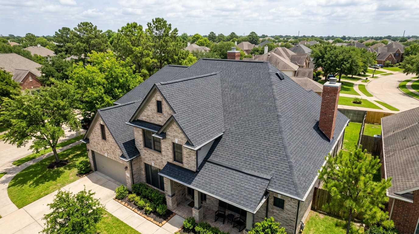 Roof inspection drone shot