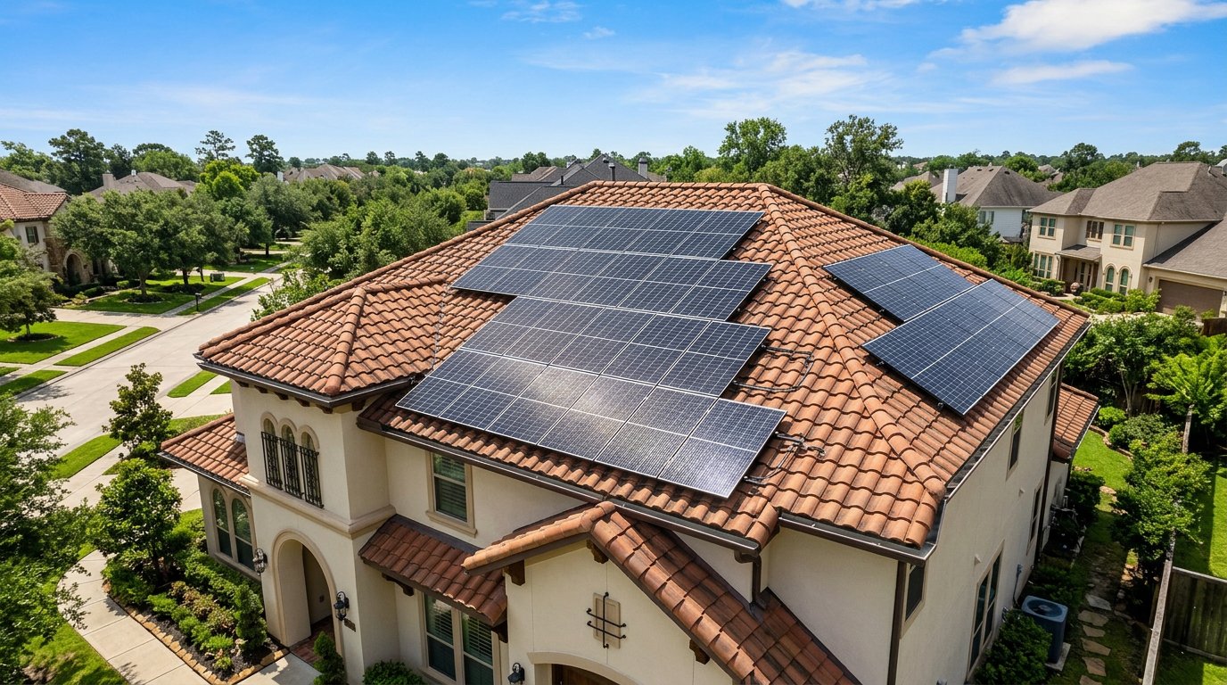 Rooftop solar on Spanish tile