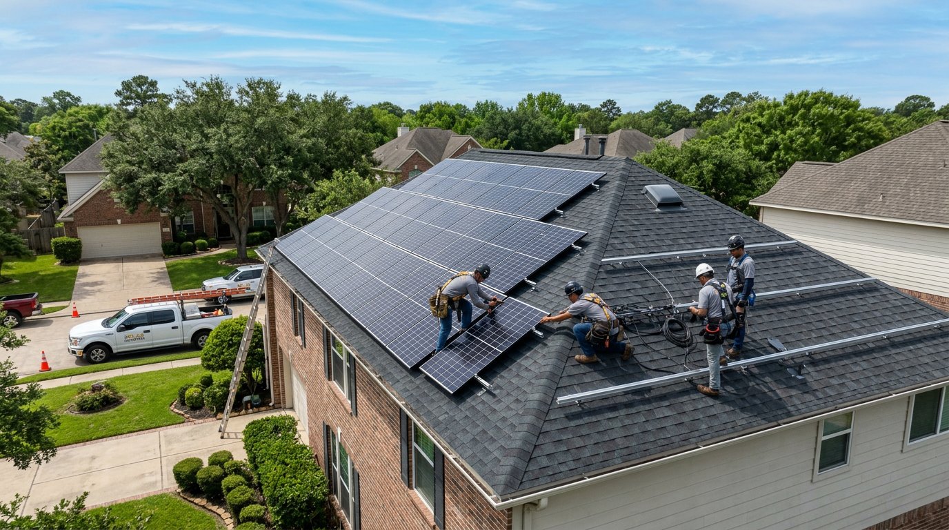 Solar install crew on roof