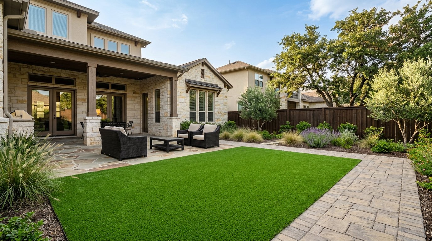 Patio turf accent area