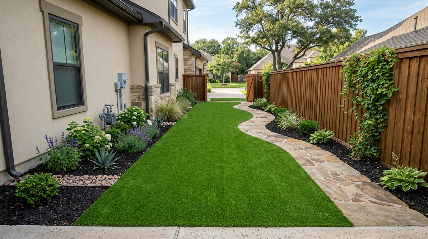 Side yard turf strip