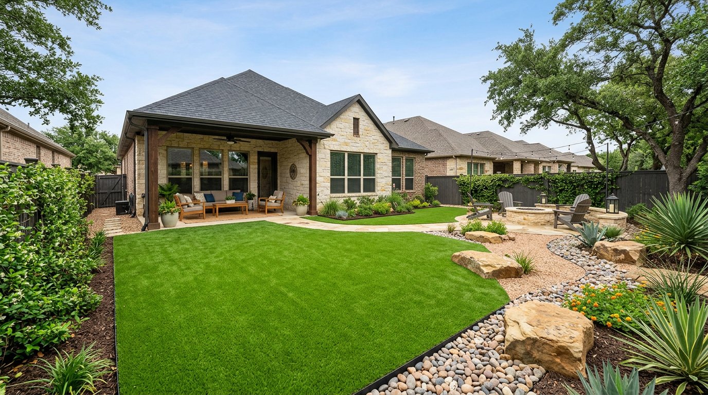 Turf and xeriscape combo