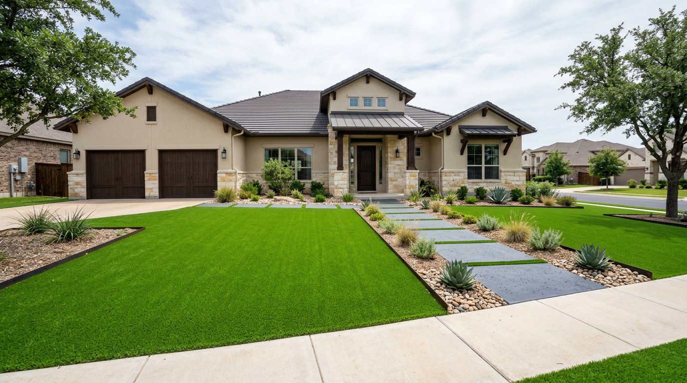 Front lawn turf with walkway