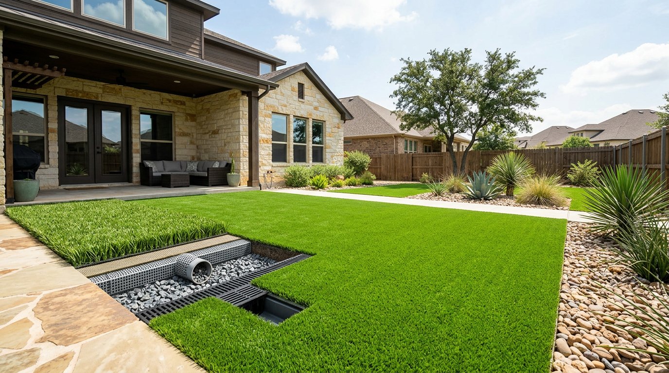 Pet turf with drainage system
