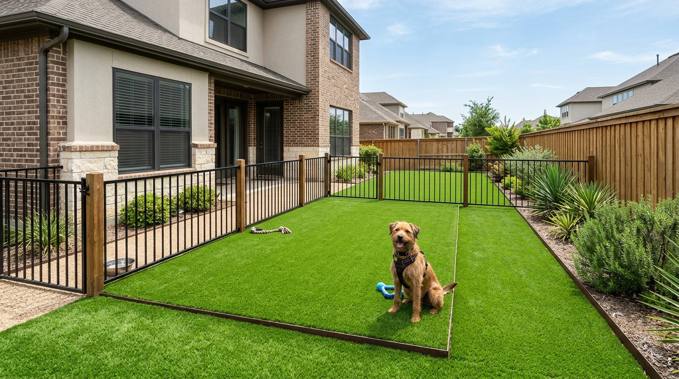 Turf dog run installation