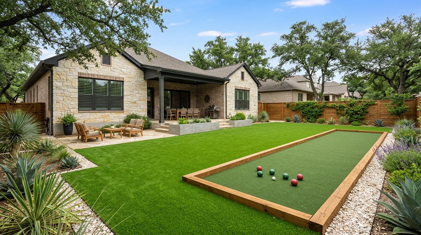 Bocce court with turf