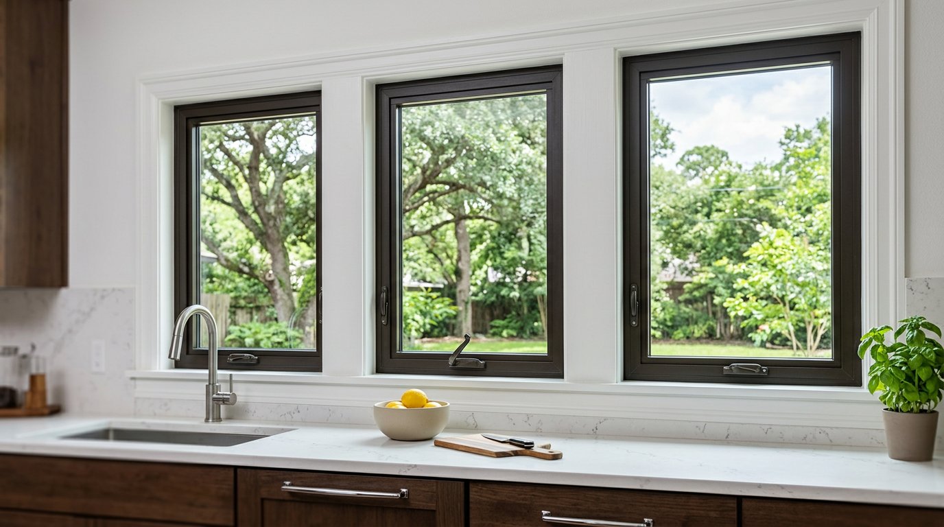 Casement windows in kitchen