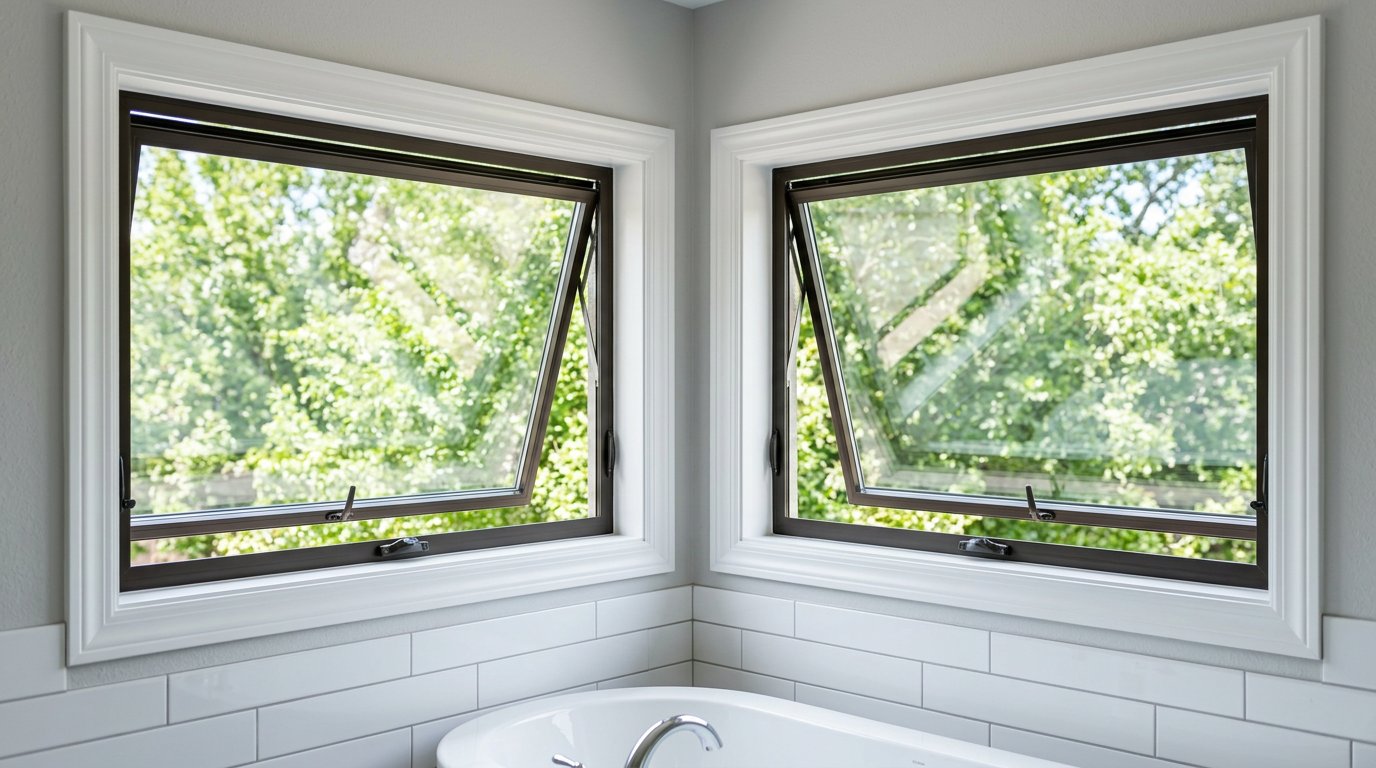 Awning windows in bathroom
